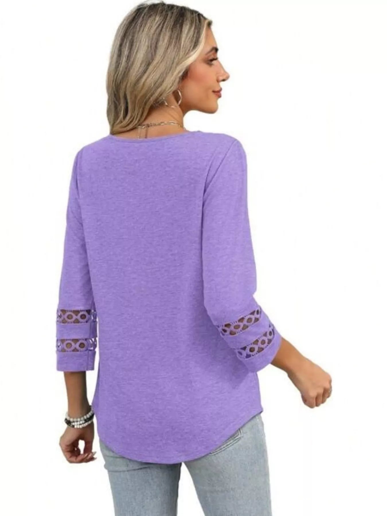 Full Size V-Neck 3/4 Sleeve T-Shirt Plus Size OutfitFlow