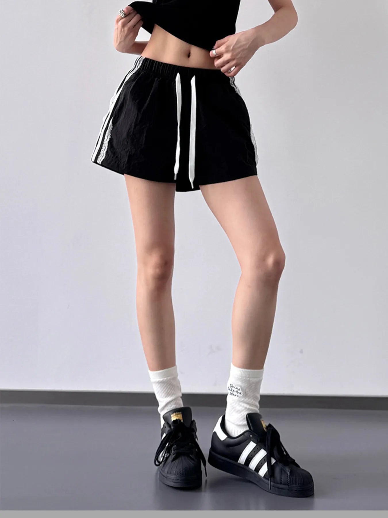 Side Stripe Drawstring Shorts OutfitFlow