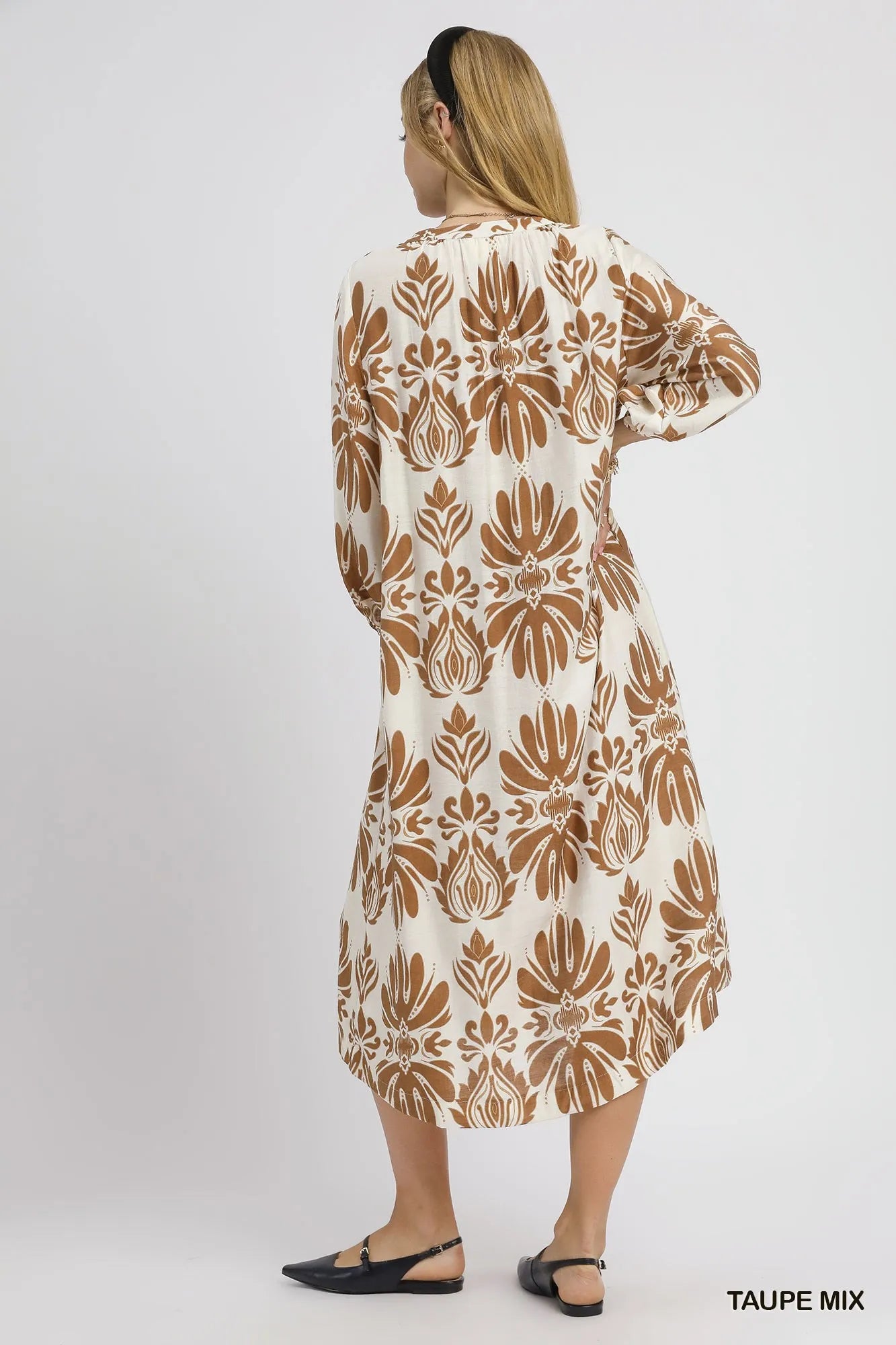 Umgee Mix Abstract Floral Print Midi Dress Trendsi