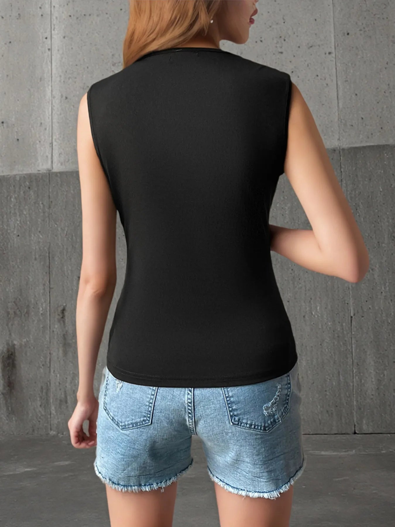 Cutout Sleeveless Tank Top OutfitFlow