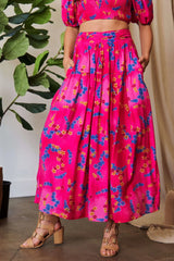 Davi & Dani Printed Smocking Waistband Ruffled Maxi Skirt OutfitFlow