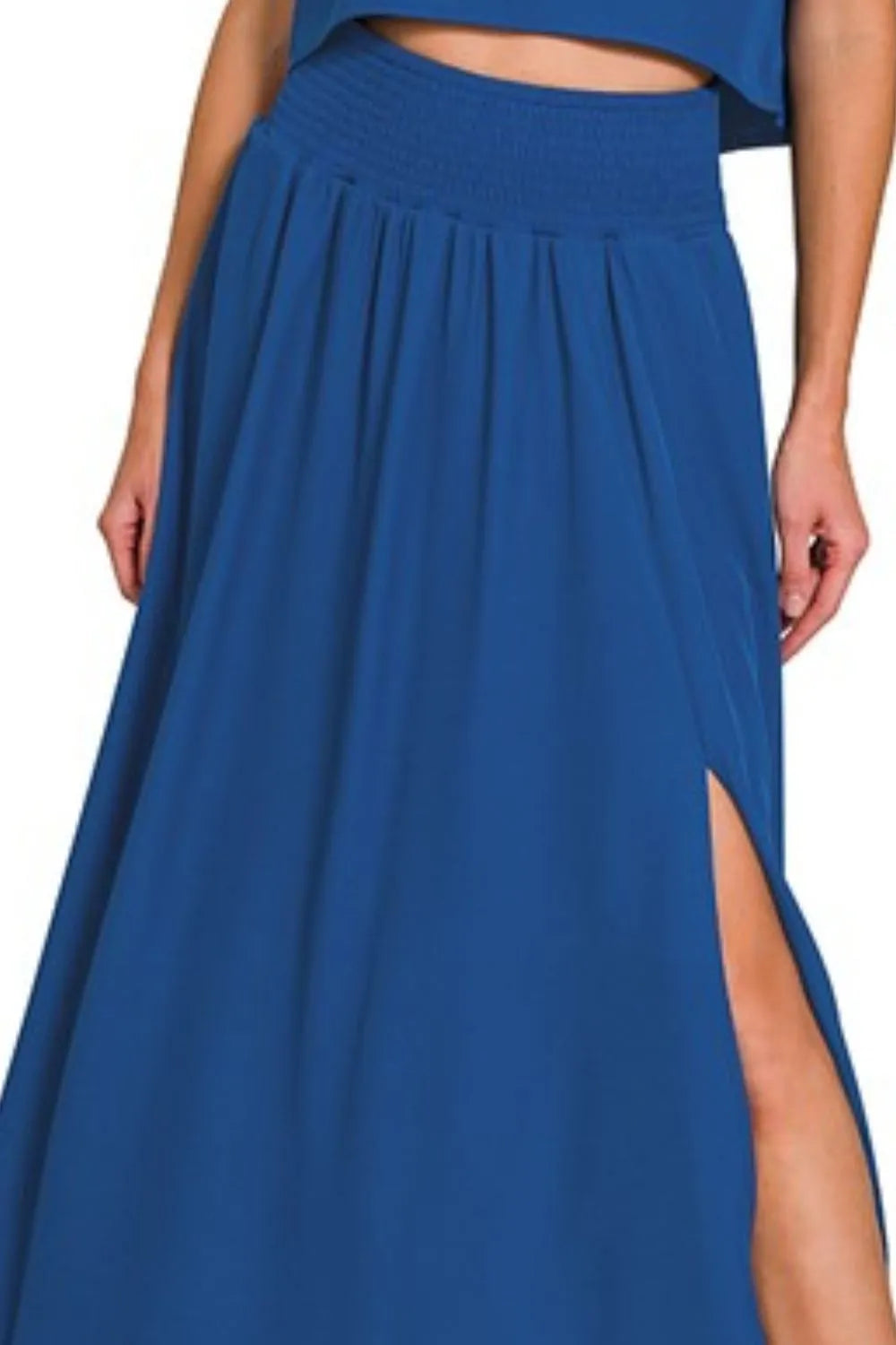Zenana Heavy Woven Span Crop Tee & Skirt Set OutfitFlow