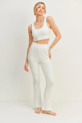Kimberly C Waffle Tank and High Waist Flare Pants Set OutfitFlow