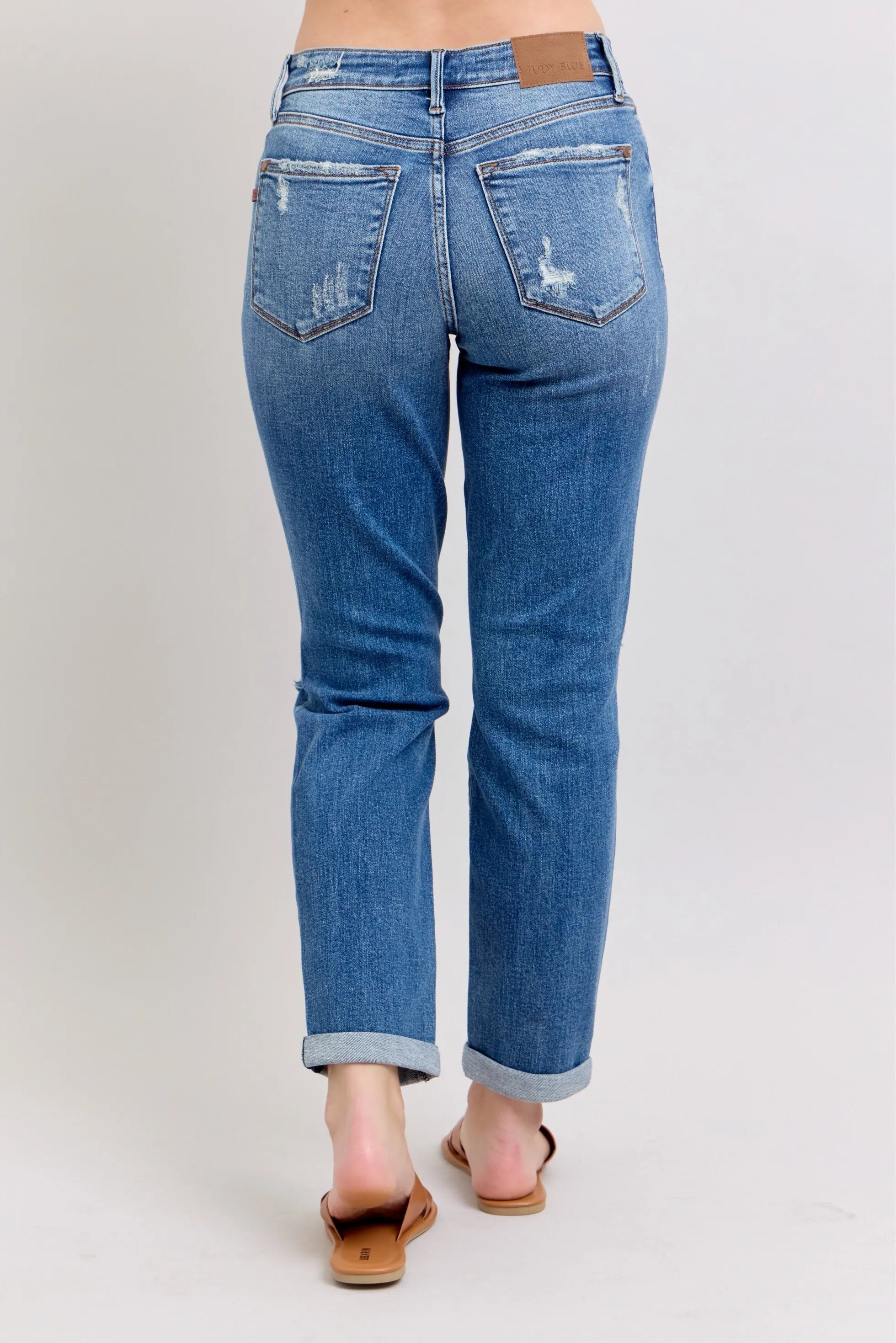 Judy Blue Full Size Mr Vintage Wash Boyfriend Fit W/ Destroy Jeans Plue Size OutfitFlow