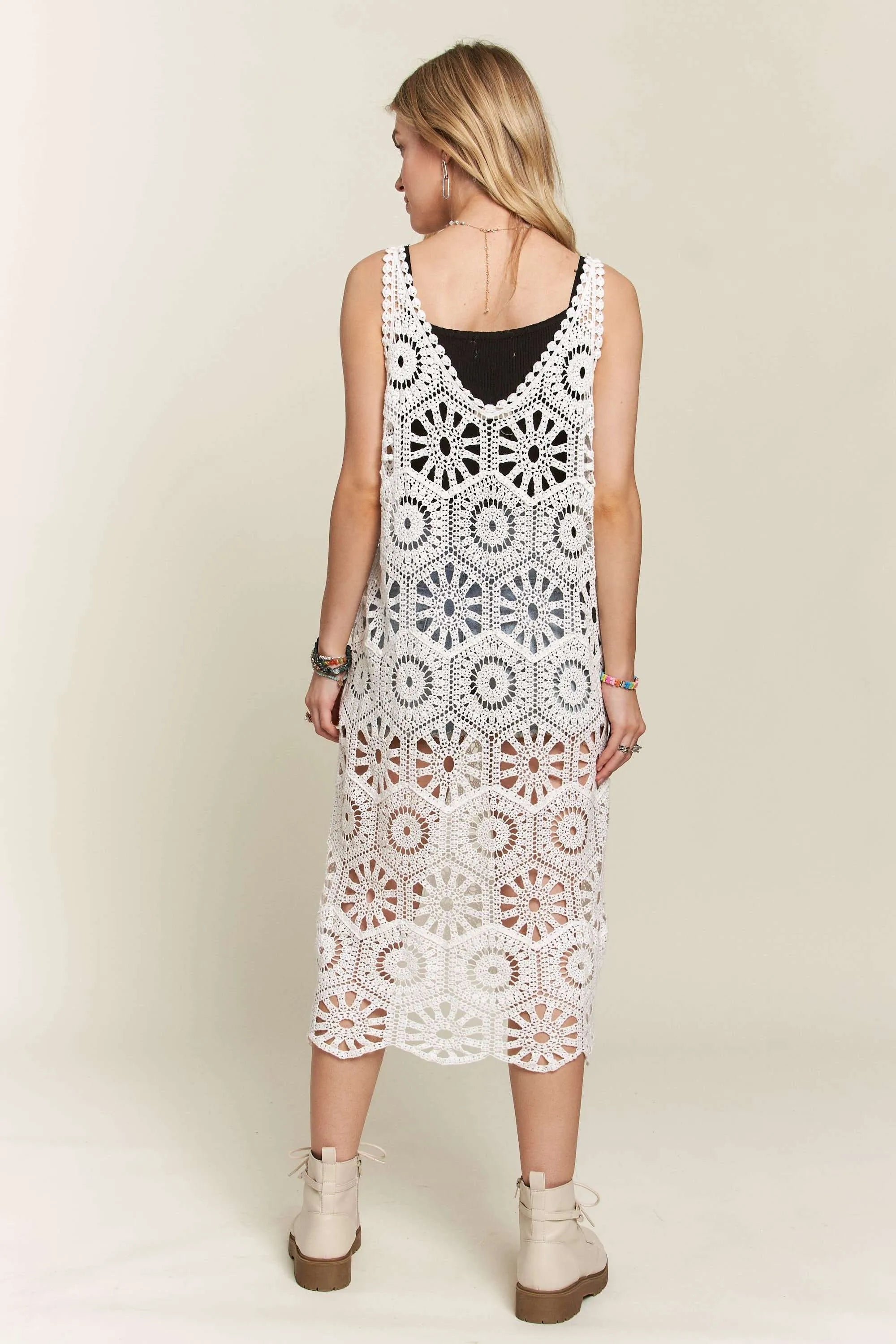ADORA Crochet Cover-Up Tunic Top OutfitFlow