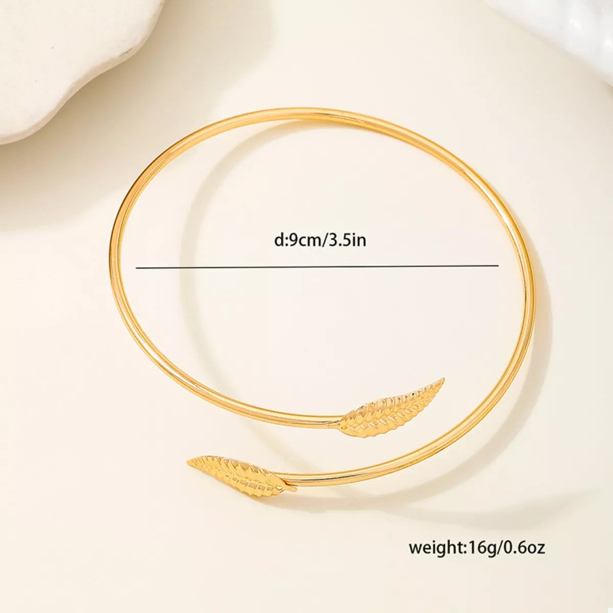 18K Gold-Plated Leaf Open Cuff Bracelet OutfitFlow