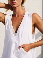 Side Slit V-Neck Tank OutfitFlow