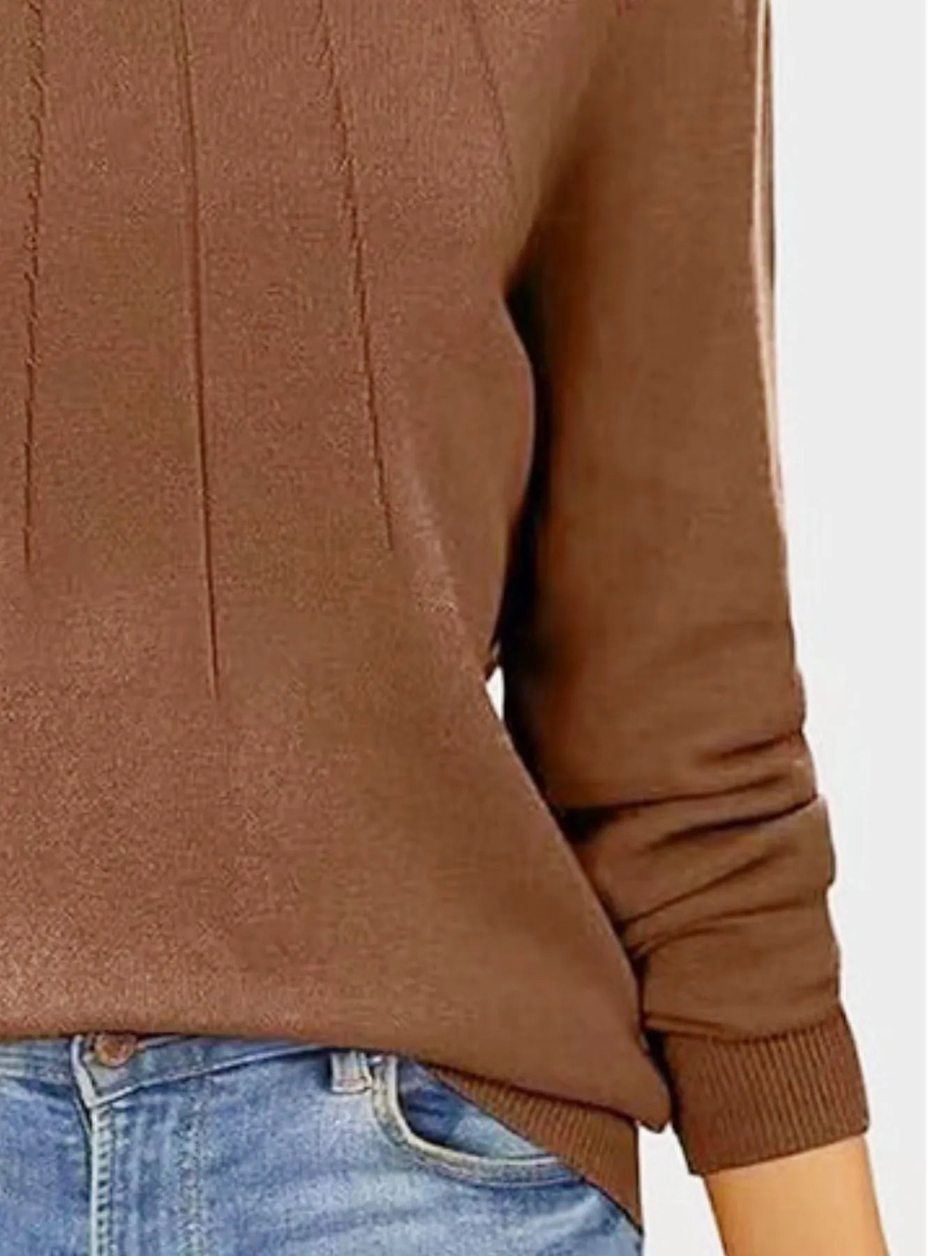 Ribbed Hem Long Sleeve Sweater OutfitFlow