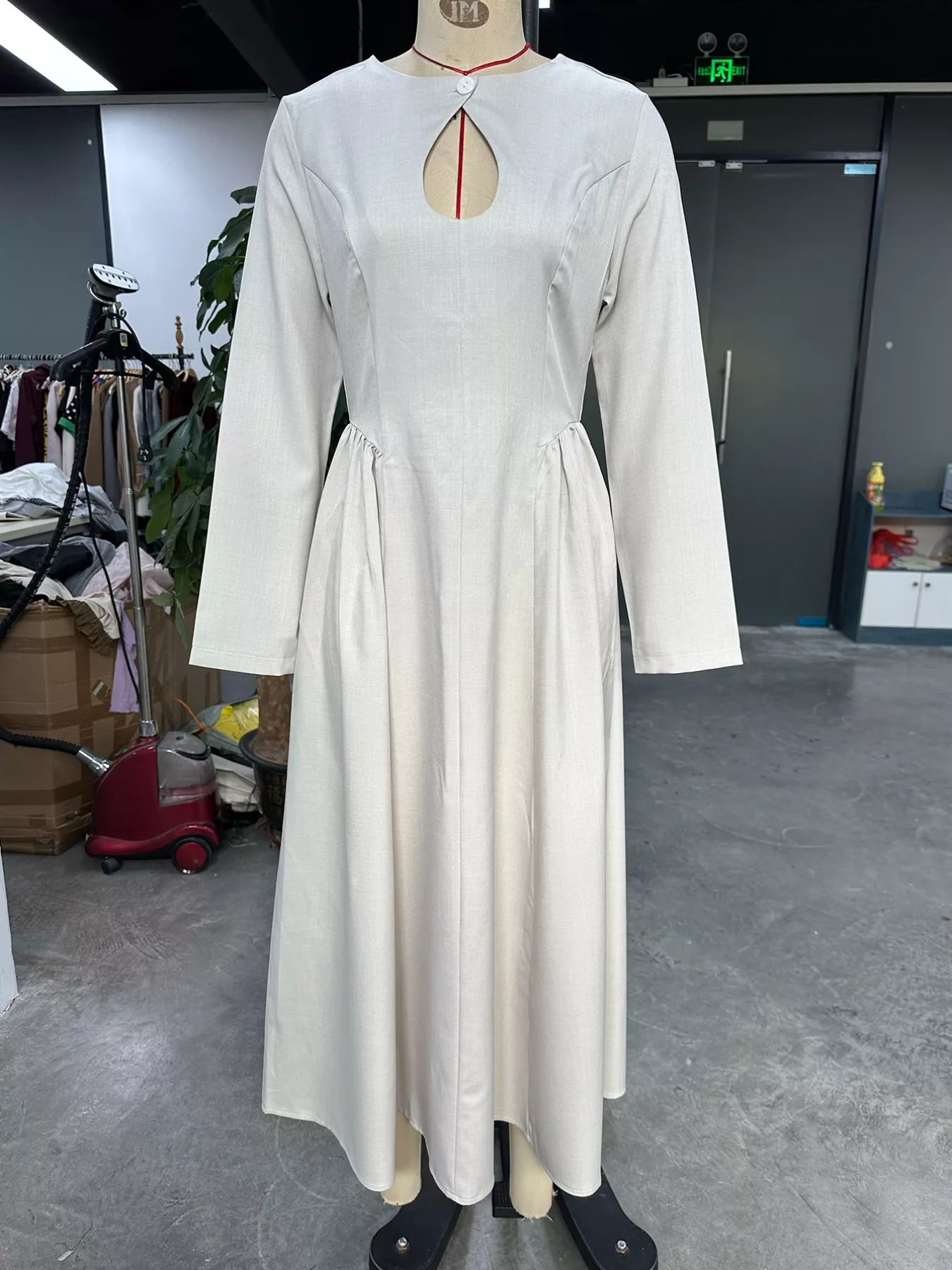 Cutout Front Long Sleeve A-Line Dress OutfitFlow