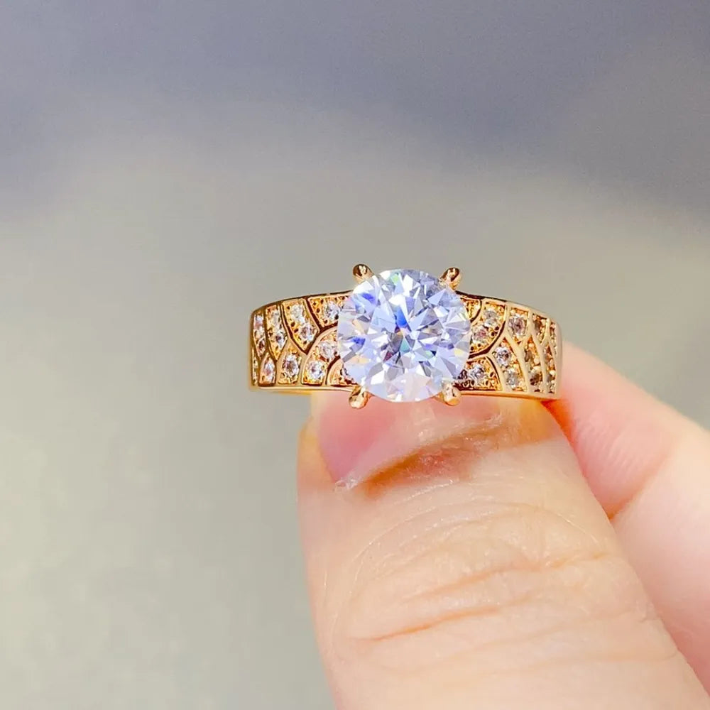 1.5 Carat 925 Sterling Silver Moissanite Ring Gold OutfitFlow