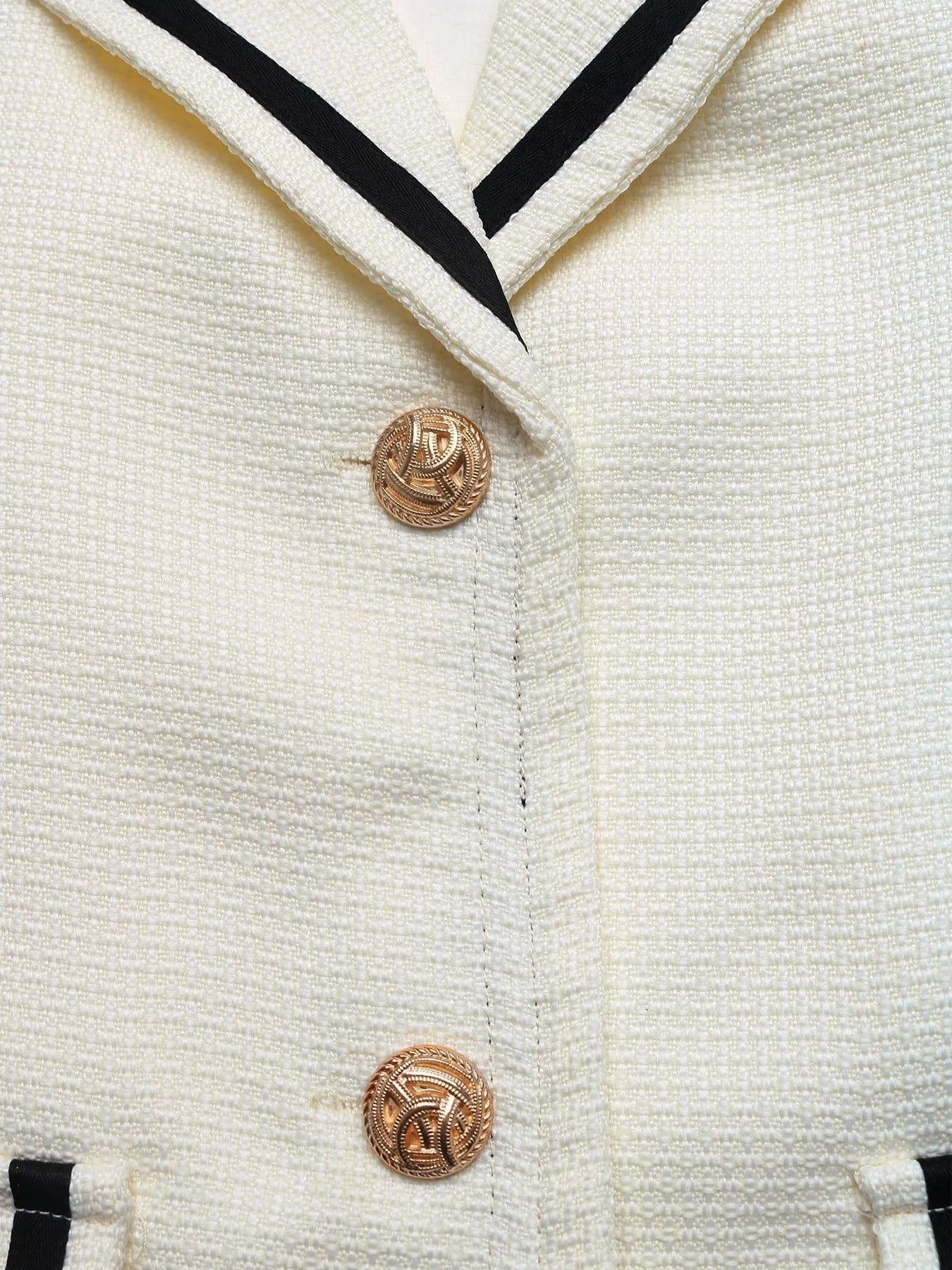 Contrast Trim Button-Up Blazer Trendsi