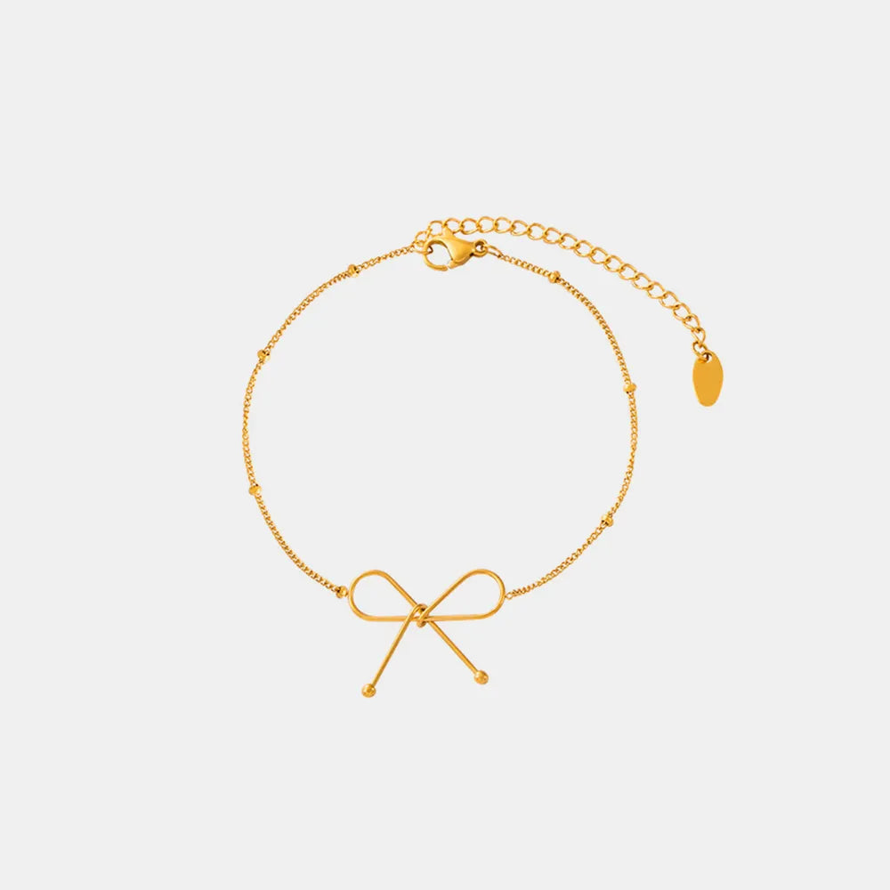 Titanium Steel Bow Bracelet Gold One Size OutfitFlow