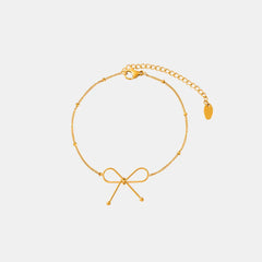 Titanium Steel Bow Bracelet Gold One Size OutfitFlow