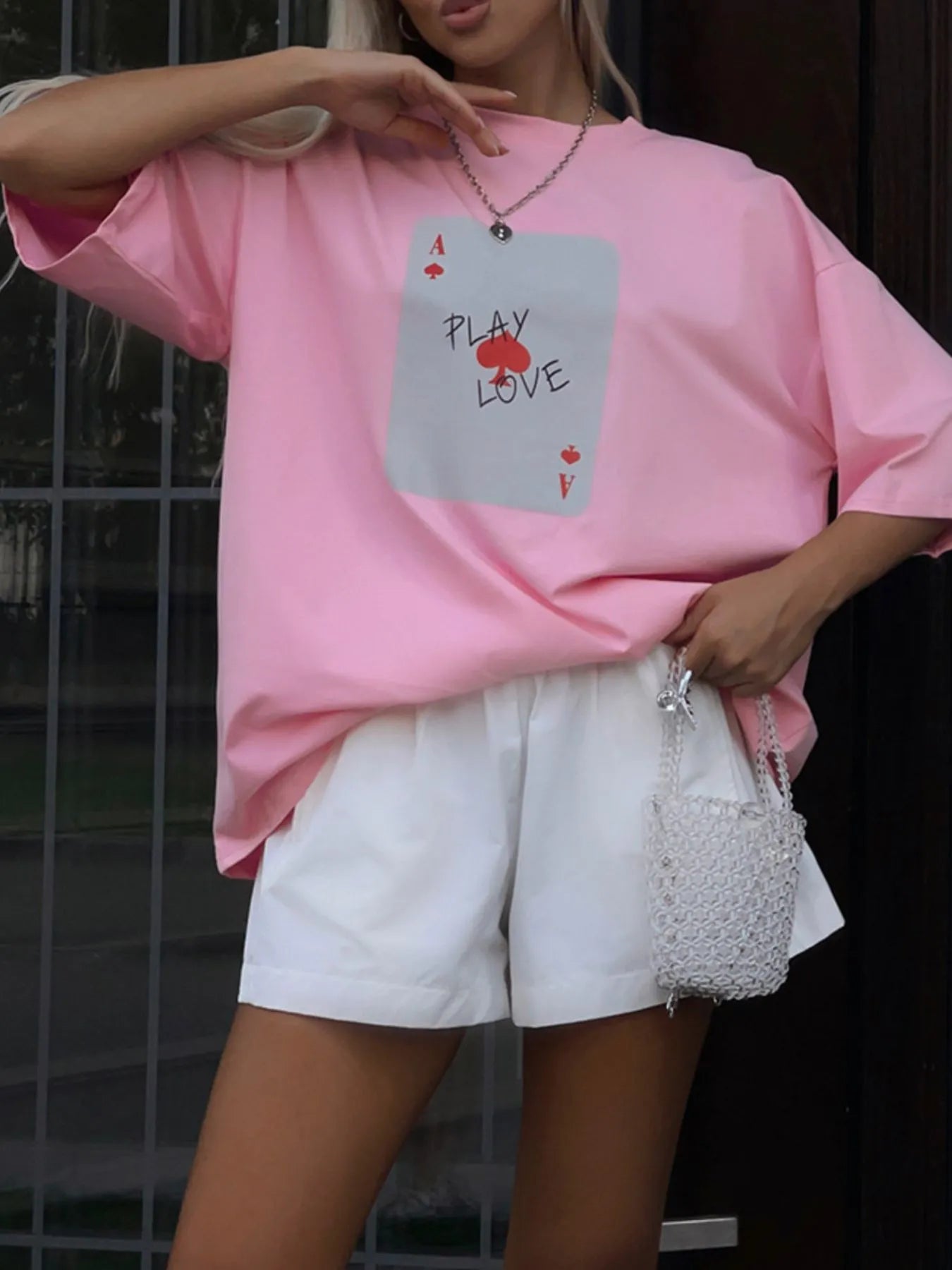 Graphic Round Neck Half Sleeve T-Shirt OutfitFlow