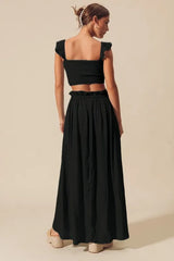 SO ME Smocked Top and Flowy Maxi Skirt Set OutfitFlow