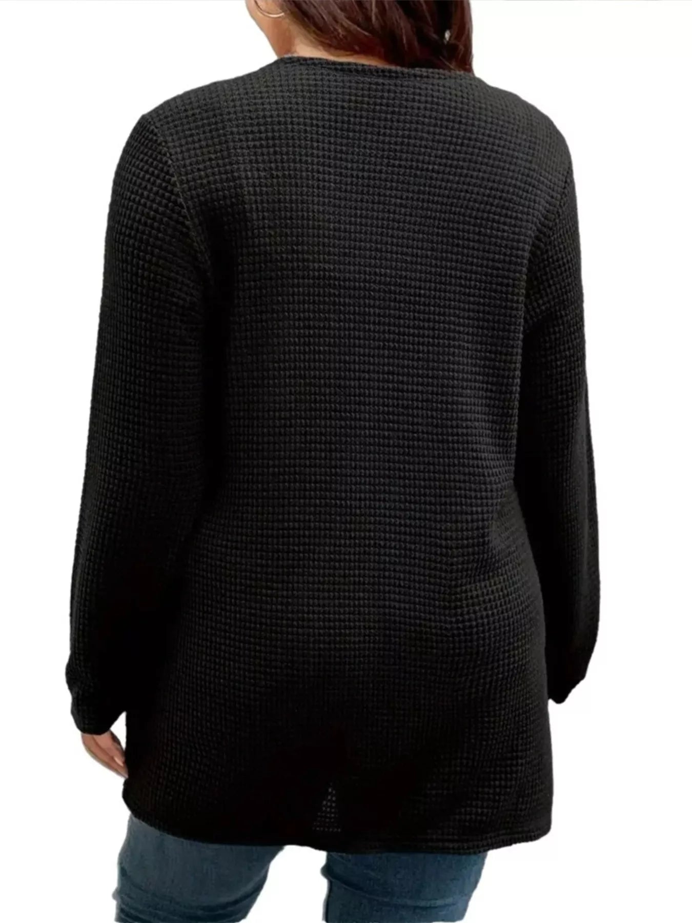 Plus Size Open Front Long Sleeve Knit Cardigan OutfitFlow