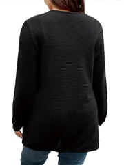Plus Size Open Front Long Sleeve Knit Cardigan OutfitFlow