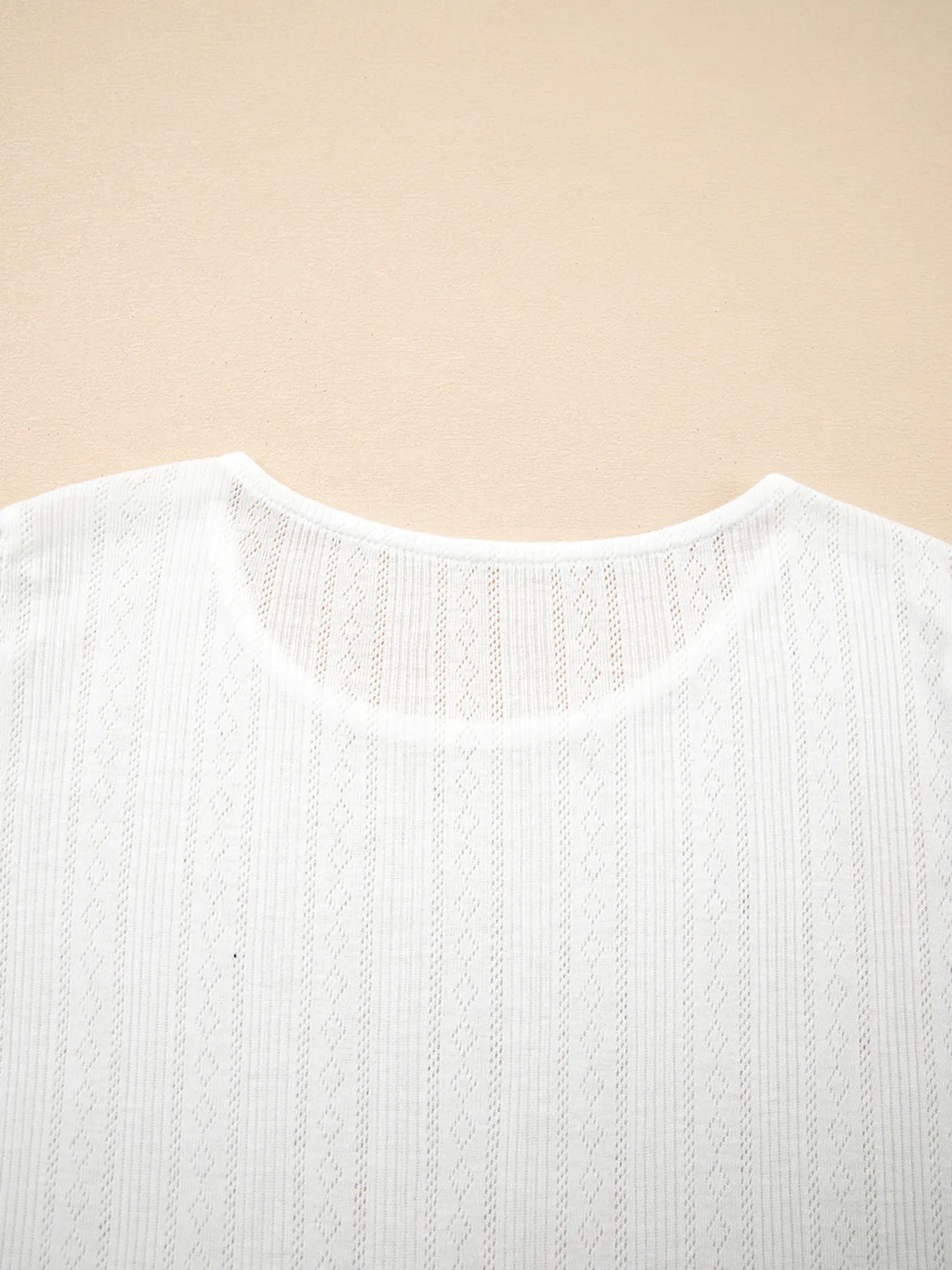 Scalloped Lace Trim Jacquard Textured T Shirt OutfitFlow