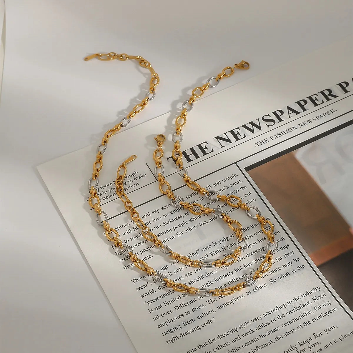 Two-Tone Chain Link Jewelry Set OutfitFlow