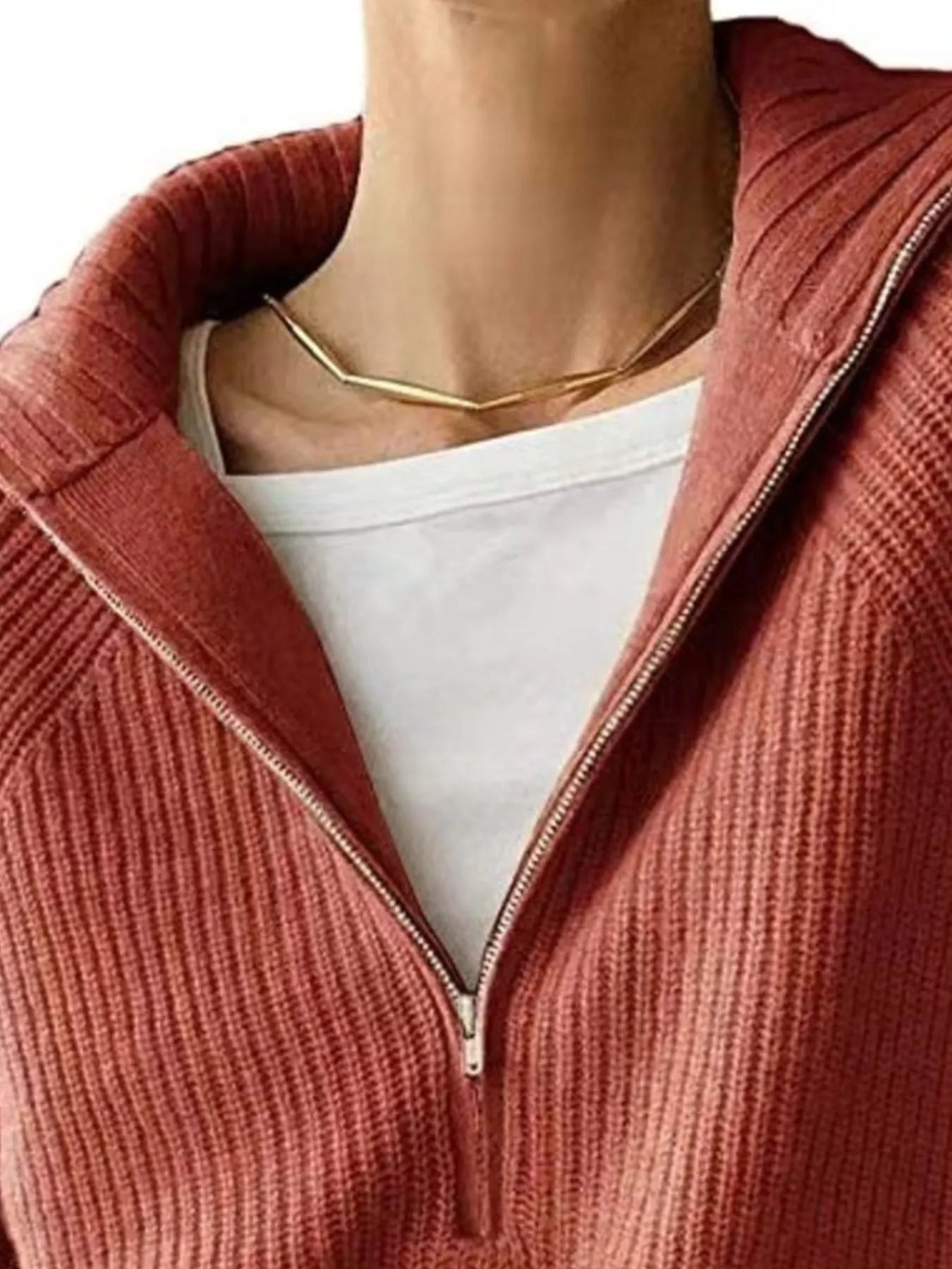 Half-Zip Long Sleeve Sweater OutfitFlow