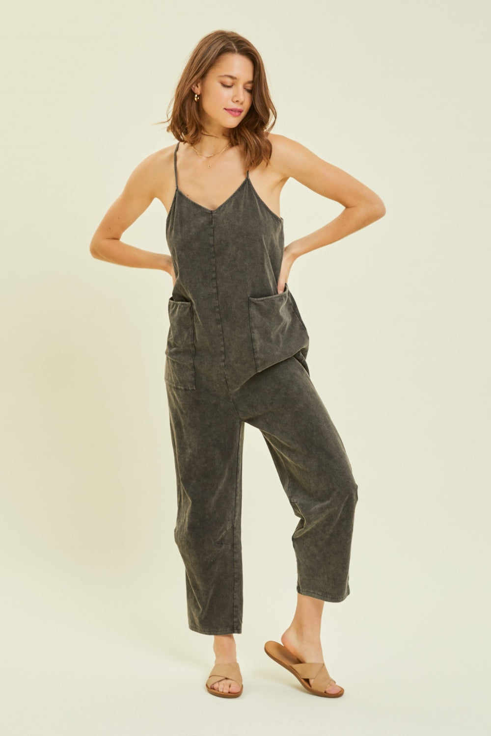 Outfit Flow - HEYSON Full Size Mineral-Washed Oversized Jumpsuit with Pockets