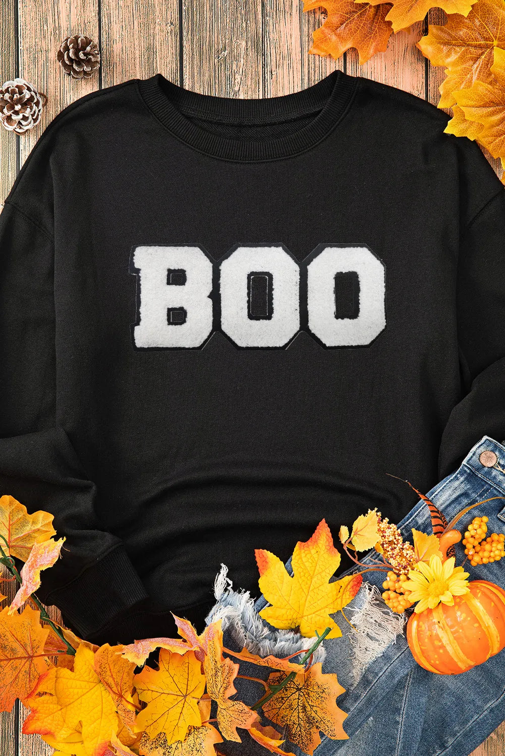 Outfit Flow - BOO Round Neck Long Sleeve Sweatshirt