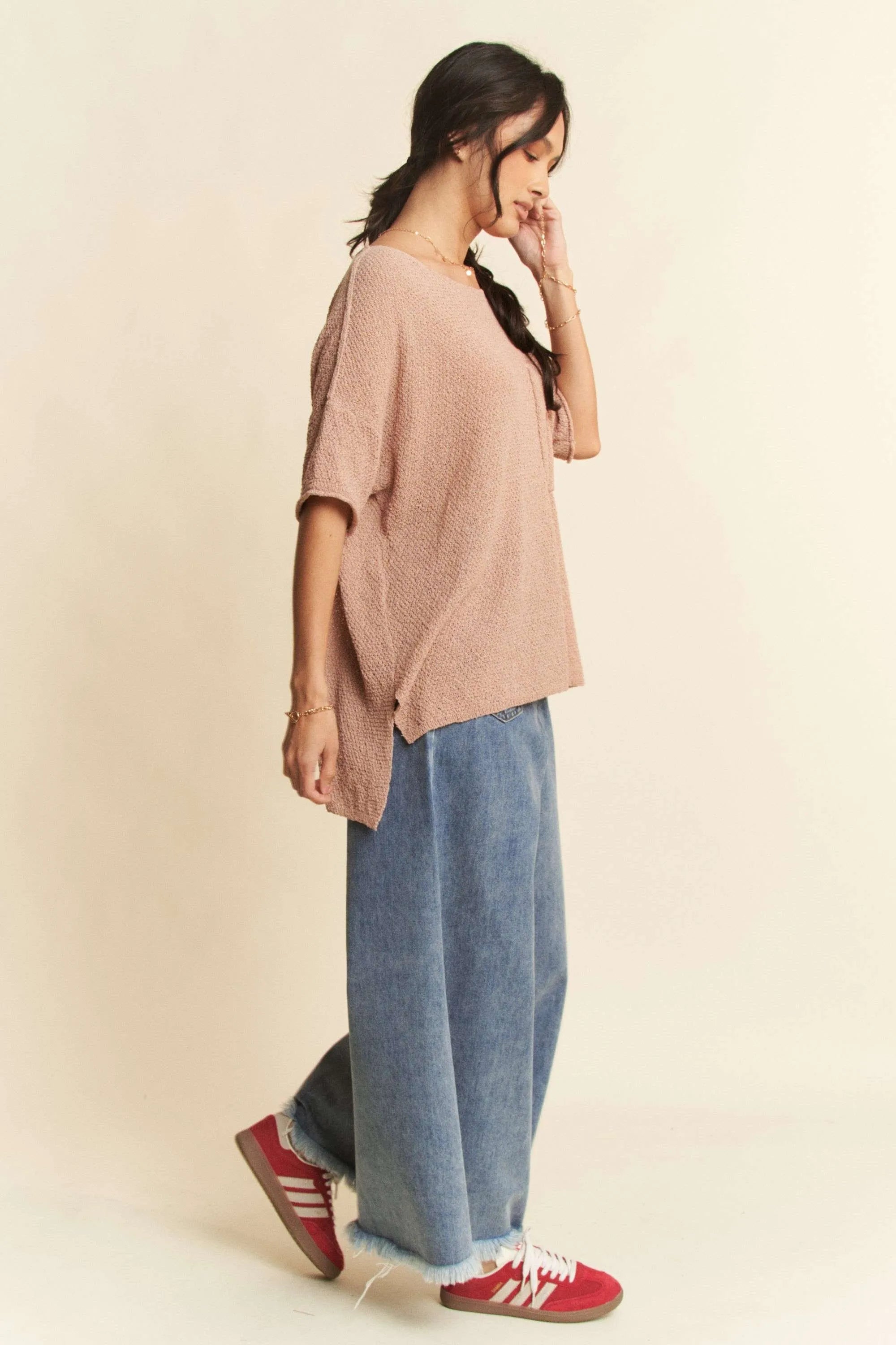 Davi & Dani Patch Pocket Wide Leg Culotte Jeans OutfitFlow