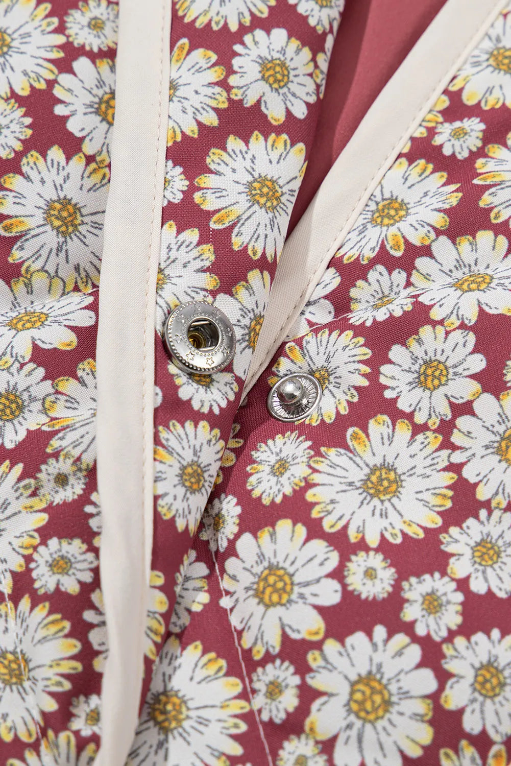 Floral Snap Down Mock Neck Coat Trendsi