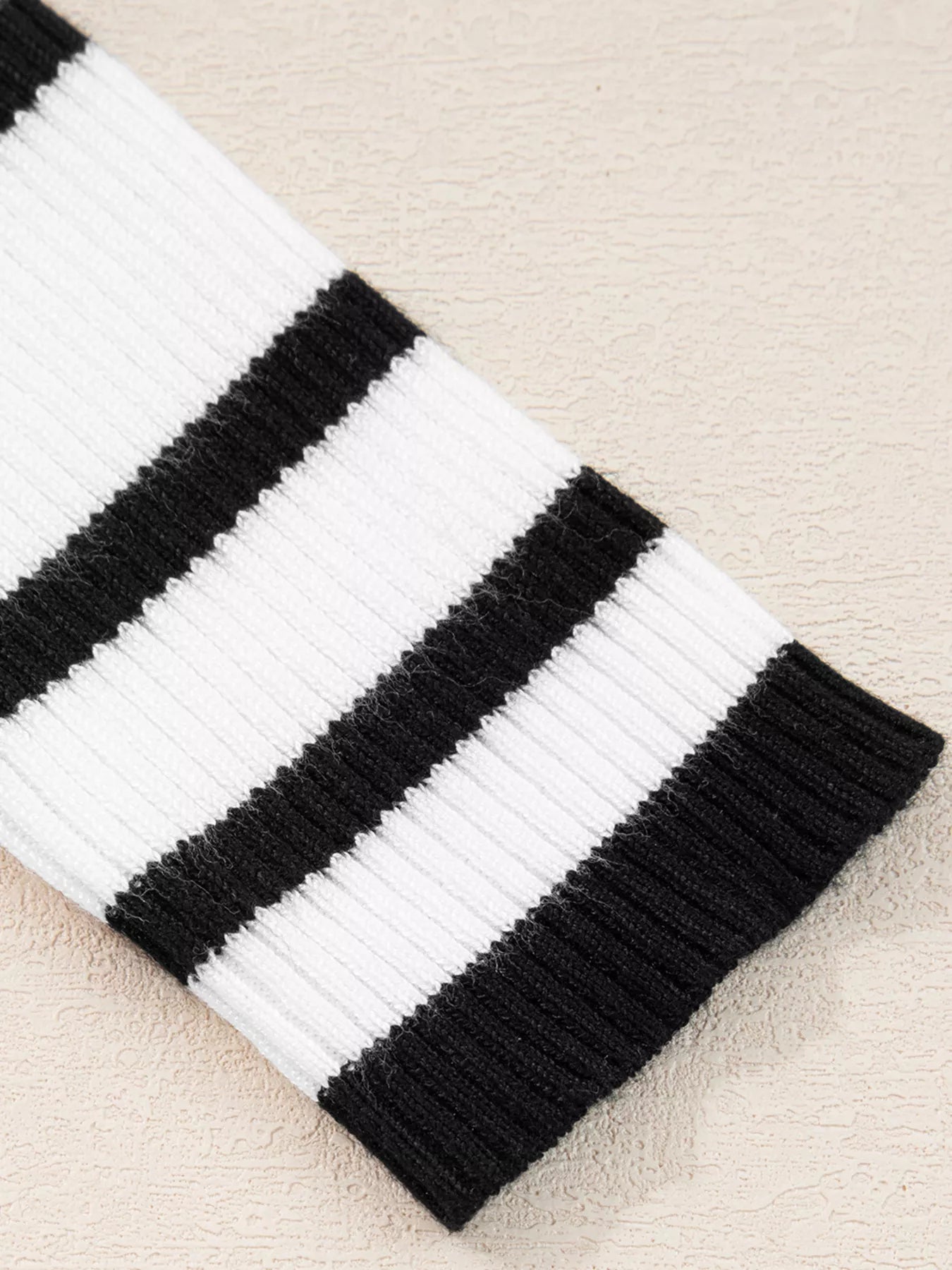 Scalloped Trim U Neck Striped Ribbed Slim Knit Top OutfitFlow