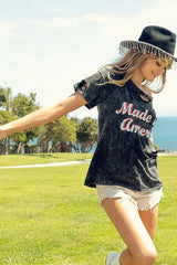 BiBi Laser Cut Mineral Washed America Print Top OutfitFlow
