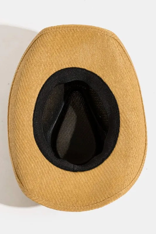 Fame Studded Bull Head Strap Straw Western Cowboy Hat OutfitFlow