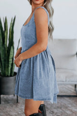V-Back Bow Tie Denim Skater Dress OutfitFlow