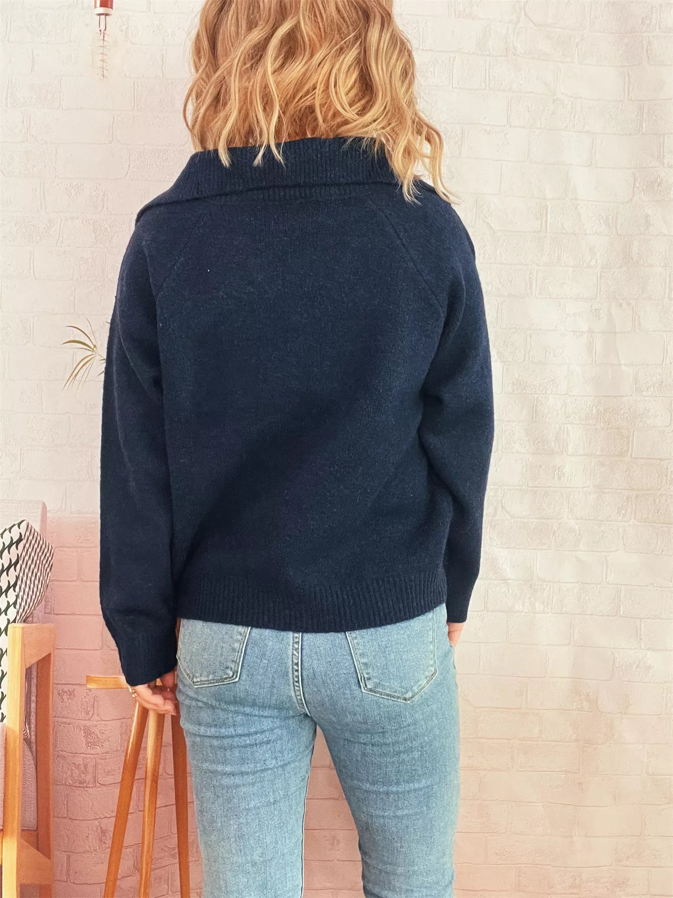 Ribbed Hem Raglan Sleeve Sweater OutfitFlow