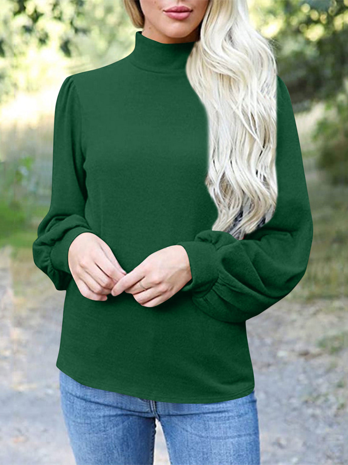 Outfit Flow - Full Size Mock Neck Long Sleeve T-Shirt