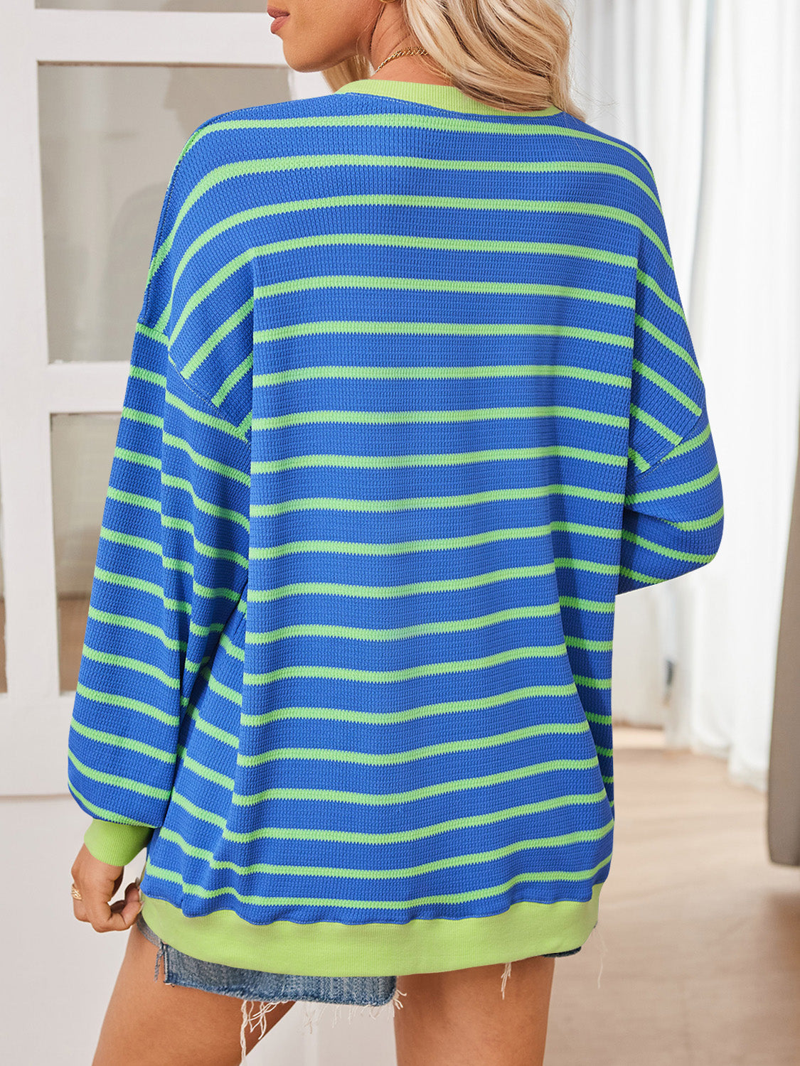 Outfit Flow - Lovelet Striped Contrast Long Sleeve Sweatshirt