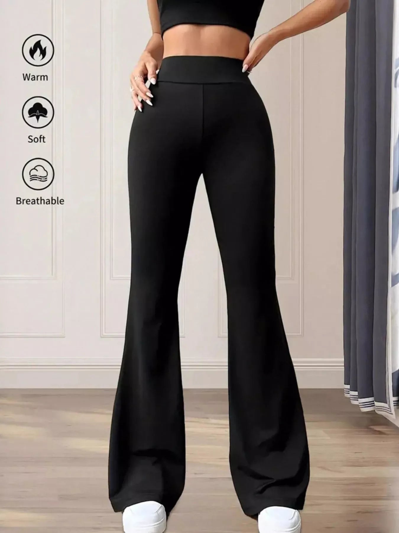 High Waist Slim Fit Flare Pants OutfitFlow