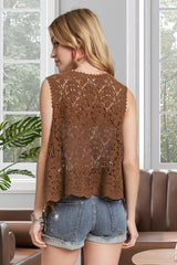 ADORA Crochet Vest With Scallop Hem OutfitFlow