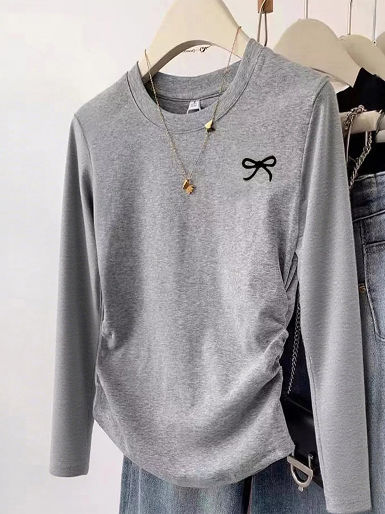 Bow Long Sleeve T-Shirt Trendsi