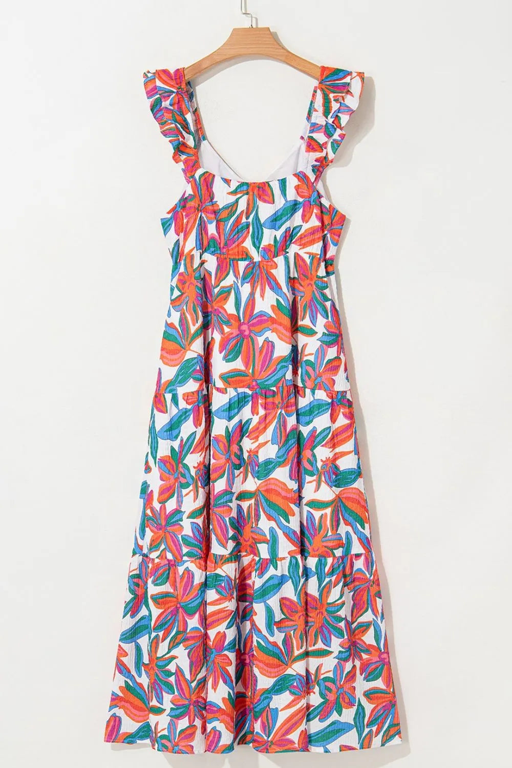 Floral Ruffled Strap V Neck Maxi Dress OutfitFlow