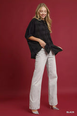 Umgee Jacquard Heart Collared Shirt Trendsi