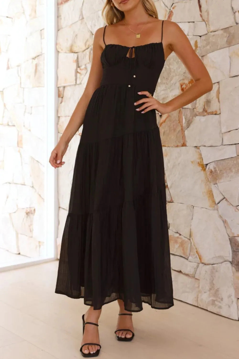 Ruched Smocked Back Cami Dress OutfitFlow
