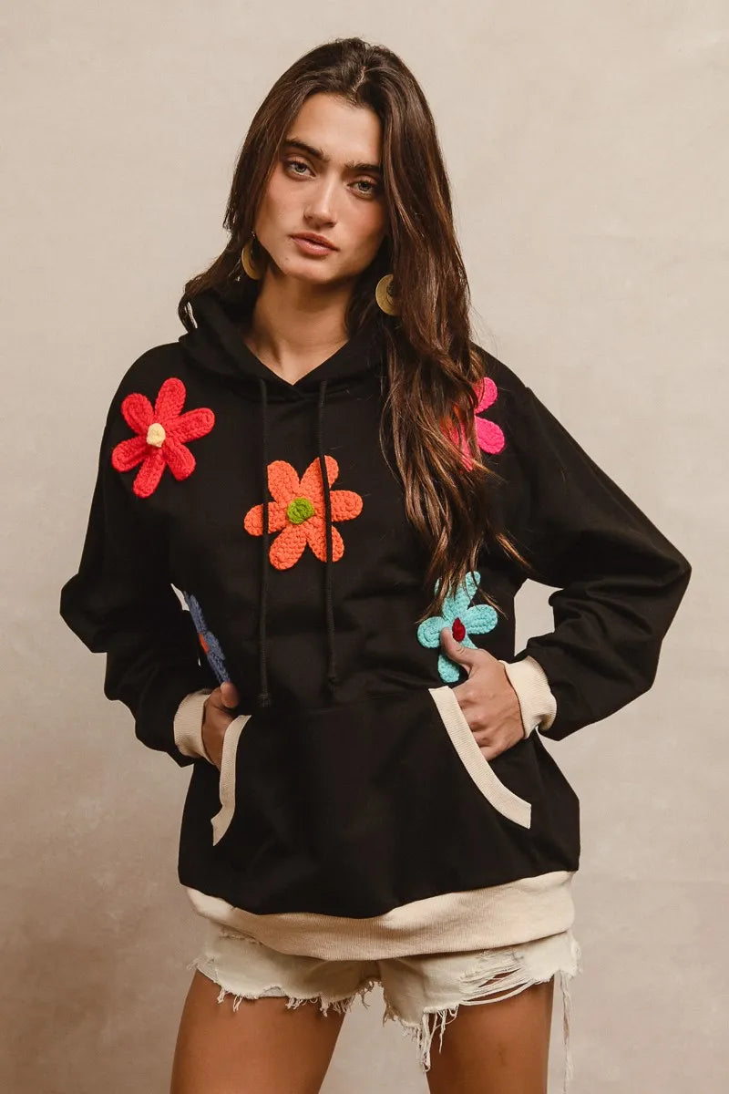 BiBi Patched Hoodie Top OutfitFlow