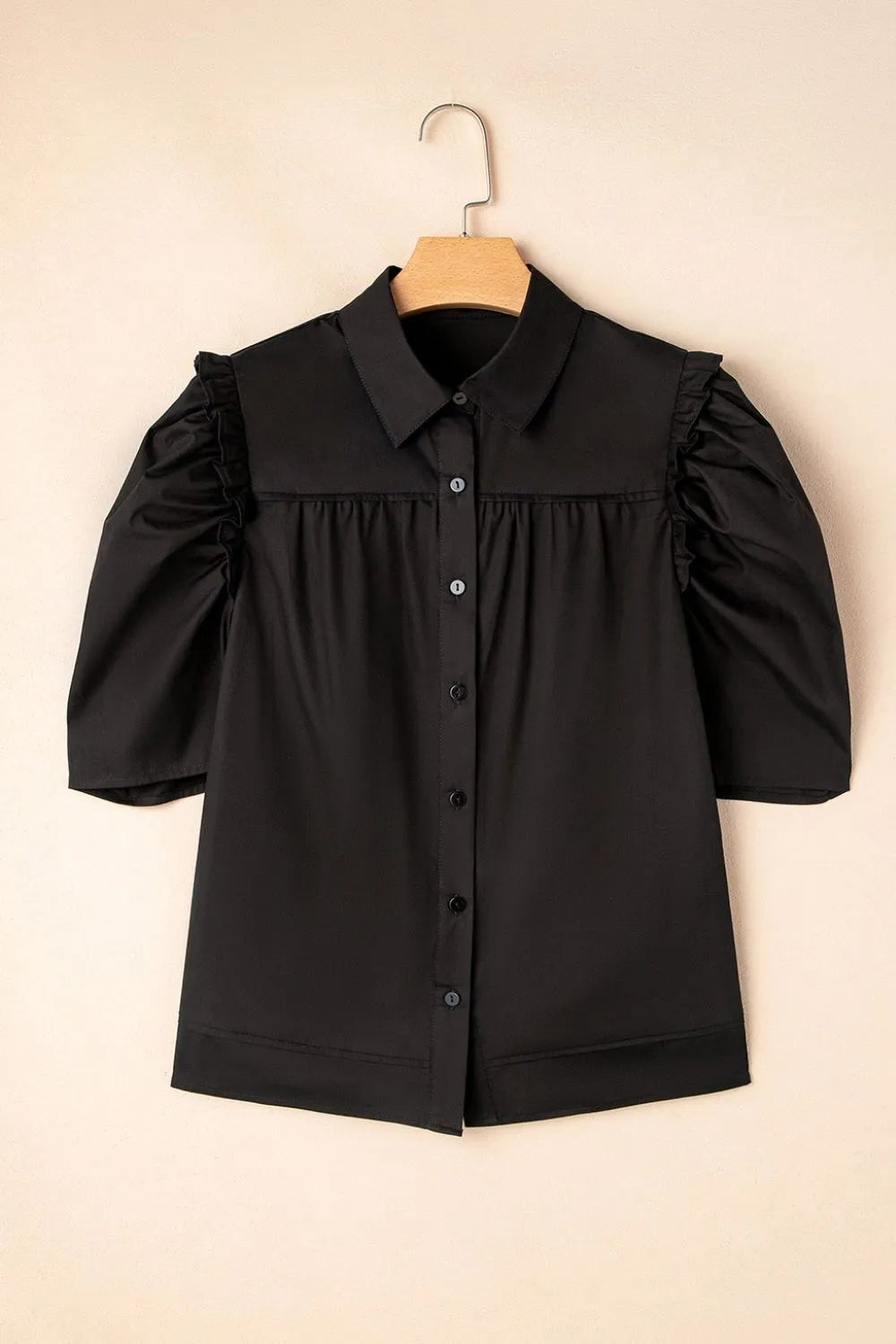Puff Sleeve Button Down Shirt OutfitFlow