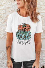 Pumpkin Graphic Short Sleeve T-Shirt OutfitFlow
