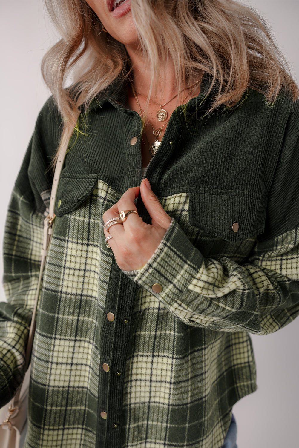 Outfit Flow - Snap Down Collared Neck Plaid Jackets