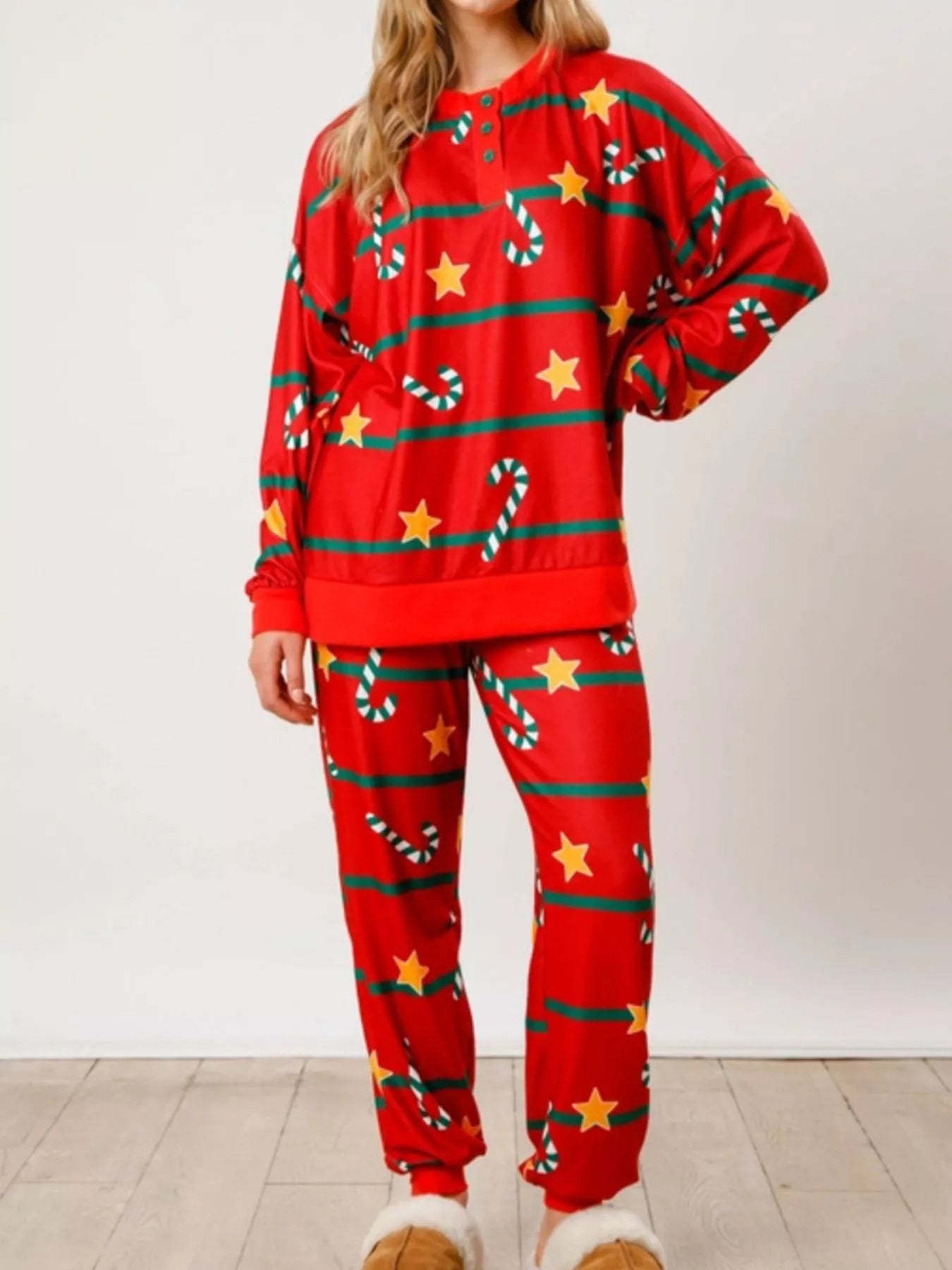 Christmas Long Sleeve Top and Pants Lounge Set OutfitFlow