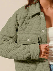SO ME Triangle Quilting Stitch Button Up Knit Jacket Trendsi