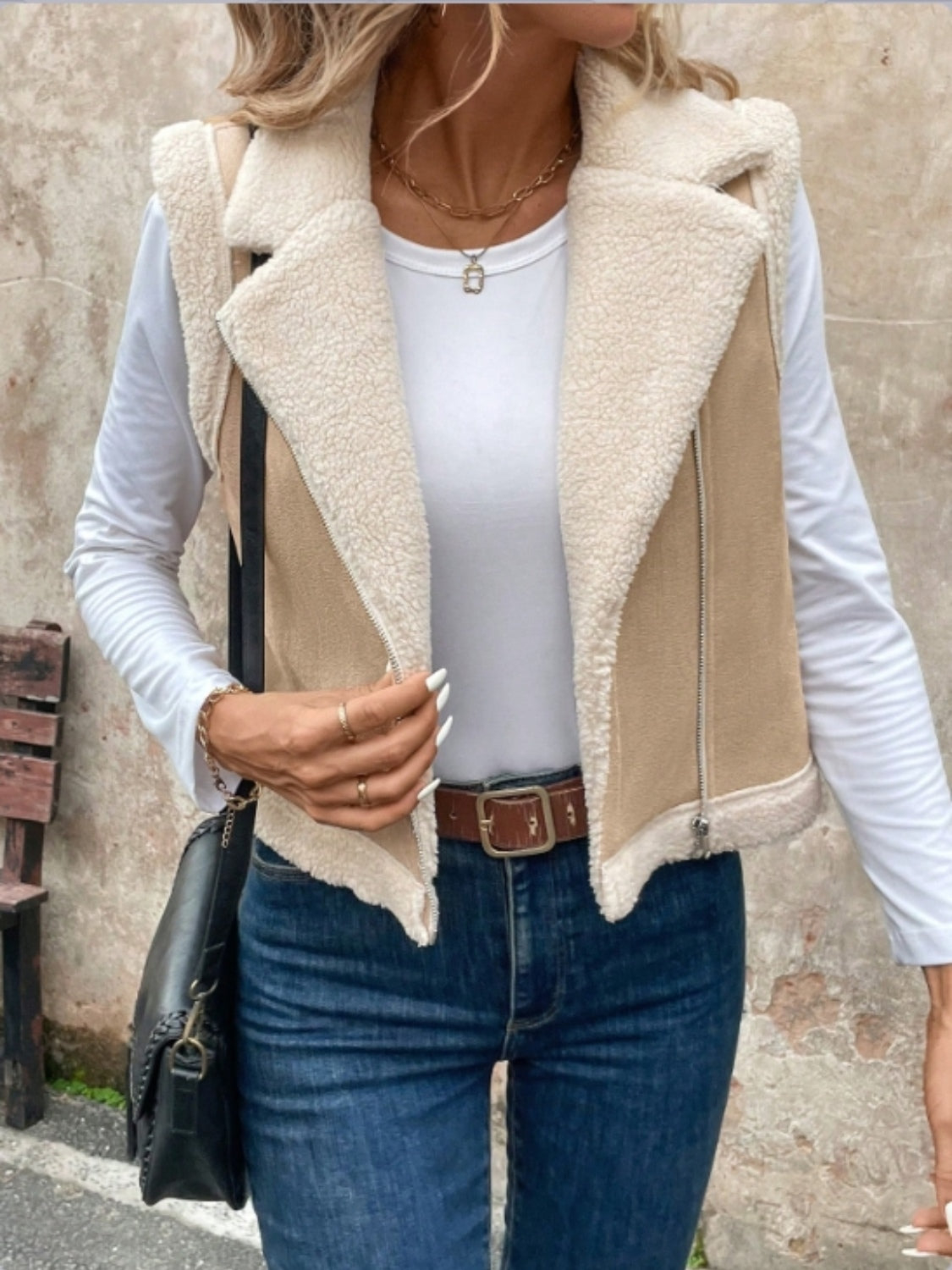 Outfit Flow - Zip Up Sherpa Vest Coat