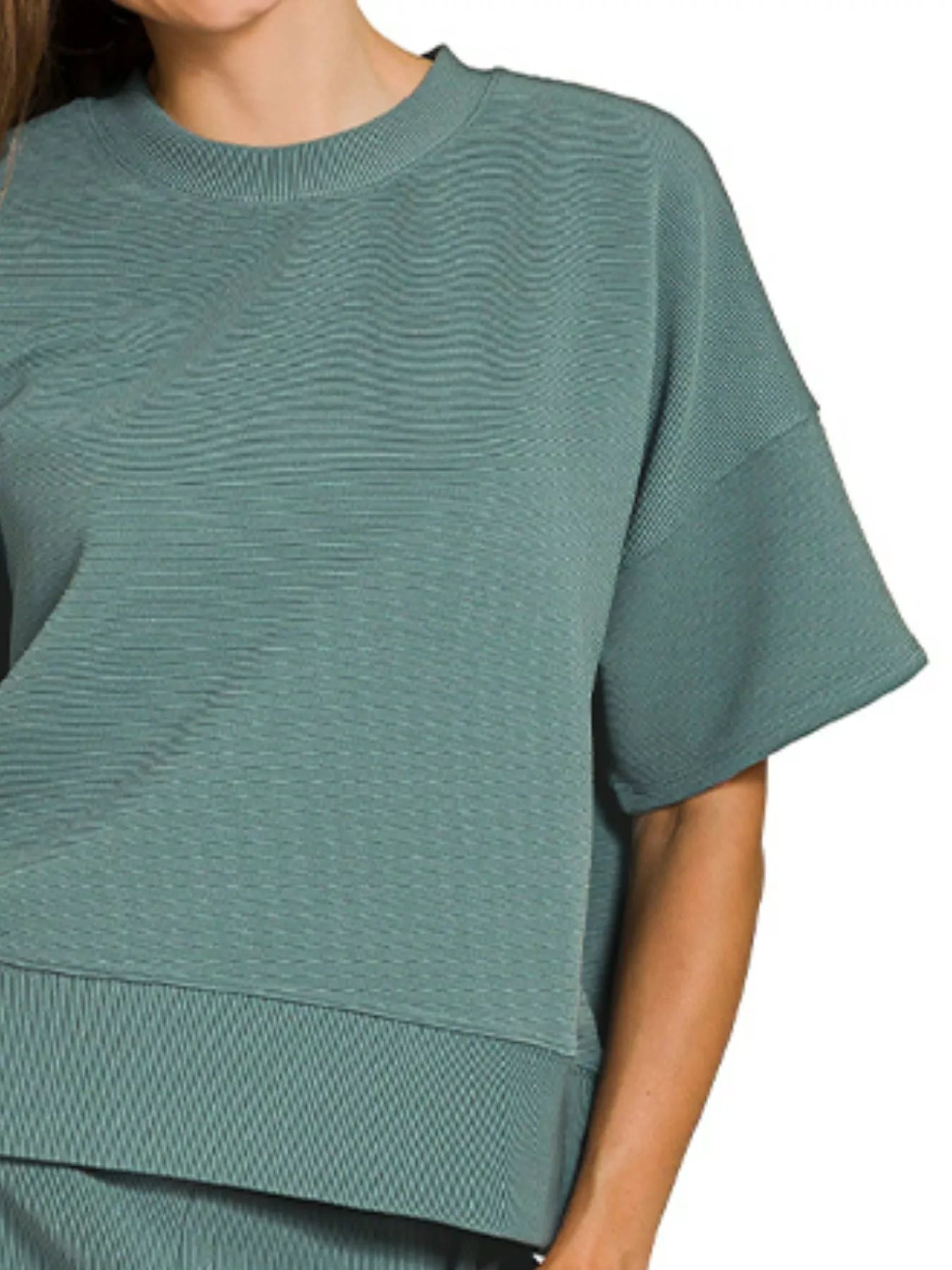 Zenana Ribbed Round Neck Tee & Pants Set OutfitFlow