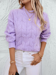 Cable Knit Mock Neck Long Sleeve Sweater